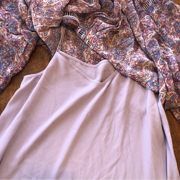 Frye purple floral long sleeve ruffle v neck blouse sheer boho tunic peasant - Picture 4 of 11